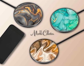 Wireless Charger Pad Universal iPhone Android Original Design Charging Station Medallion Fast Charging Gift Holiday Marble