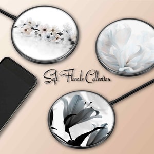 Wireless Charger Pad Universal iPhone Android Original Design Charging Station Medallion Fast Charging Gift Holiday Floral Black White