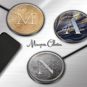 Wireless Charger Pad Universal iPhone Android Original Design Charging Station Medallion Fast Charging Gift Holiday Monogram Personal Custom