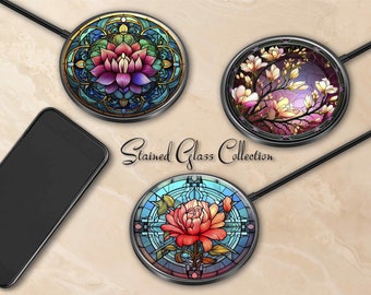 Chargeur sans fil pour vitrail floral : chargeur rapide, design unique