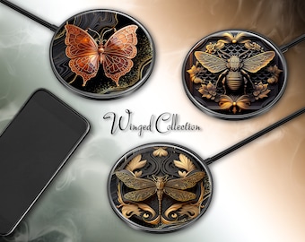 Chargeur sans fil Butterfly Bee, libellule, station de charge rapide