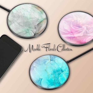Wireless Charger Pad Universal iPhone Android Original Design Charging Station Medallion Fast Charging Gift Holiday Abstract Floral Marble