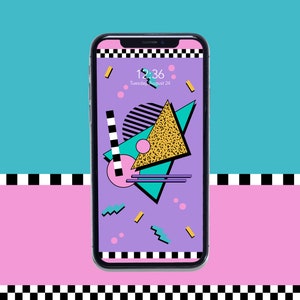 80s Phone Wallpaper Memphis Design Pattern 80s Aesthetic iPhone Wallpaper 80s Retro, 90s Pastel Colors Wallpaper Vaporwave Digital Download