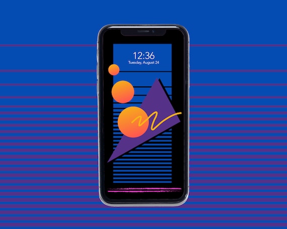 80s Memphis Pattern Phone Wallpaper, Retro Aesthetic (Digital Download)