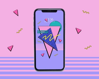 80s Phone Wallpaper Memphis Design Retro Pattern 80s Vintage 90s Vaporwave Pattern 80s Pattern Abstract iPhone Wallpaper Digital Download