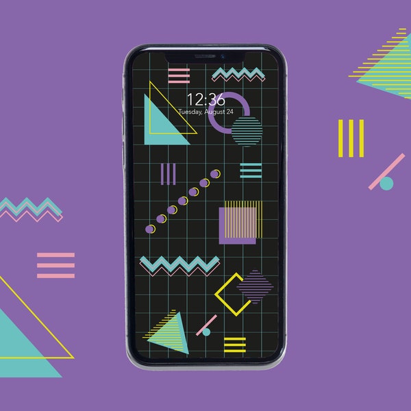 80s Phone Wallpaper 80s Outrun Phone Wallpaper 90s iPhone Wallpaper Memphis Pattern 90s Retro Style Wallpaper 90s Aesthetic Digital Download