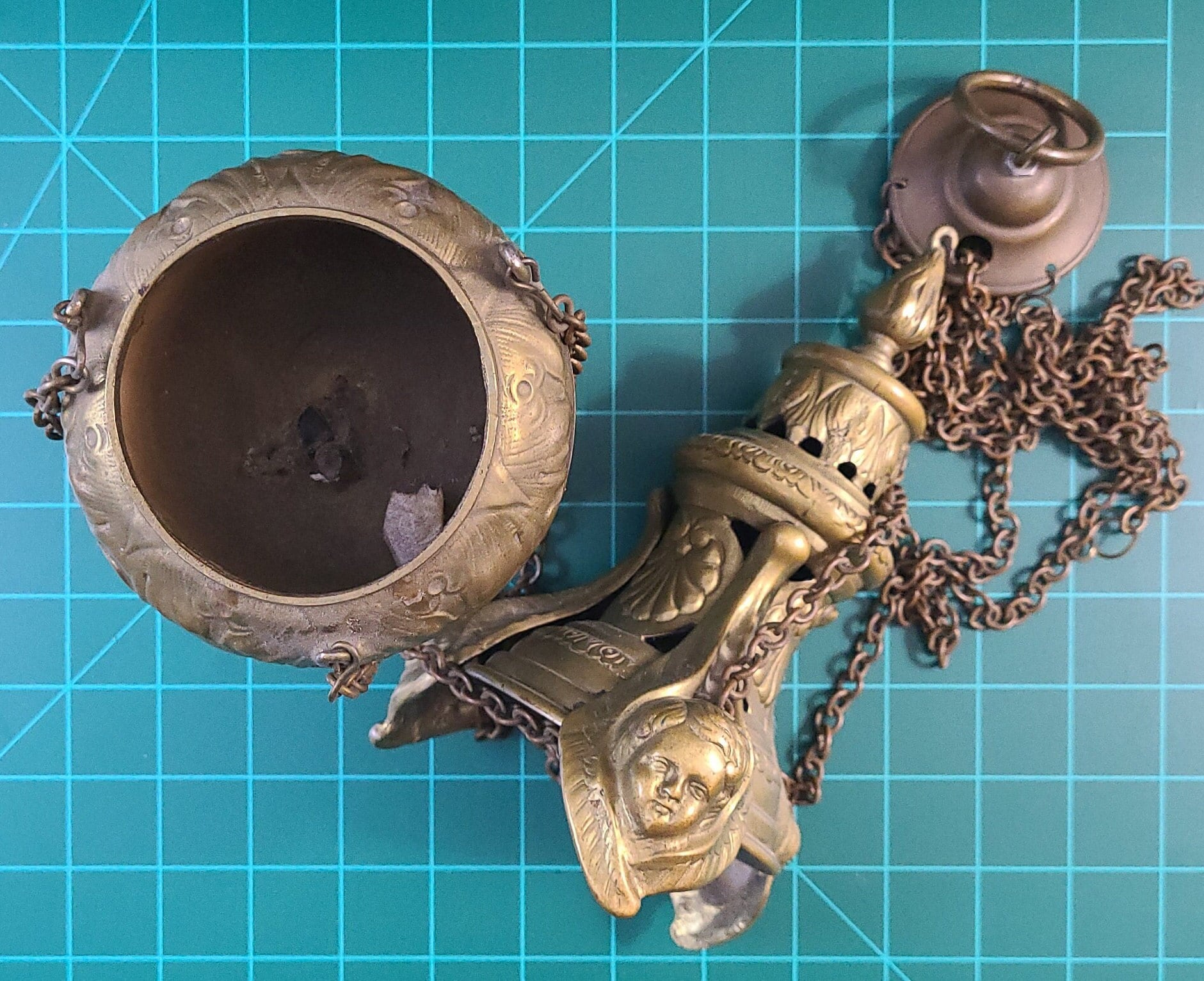 調理器具 Mountain Research / Brass Ornament Catholic Orthodox Church Antique Brass Cherub Hanging Incense