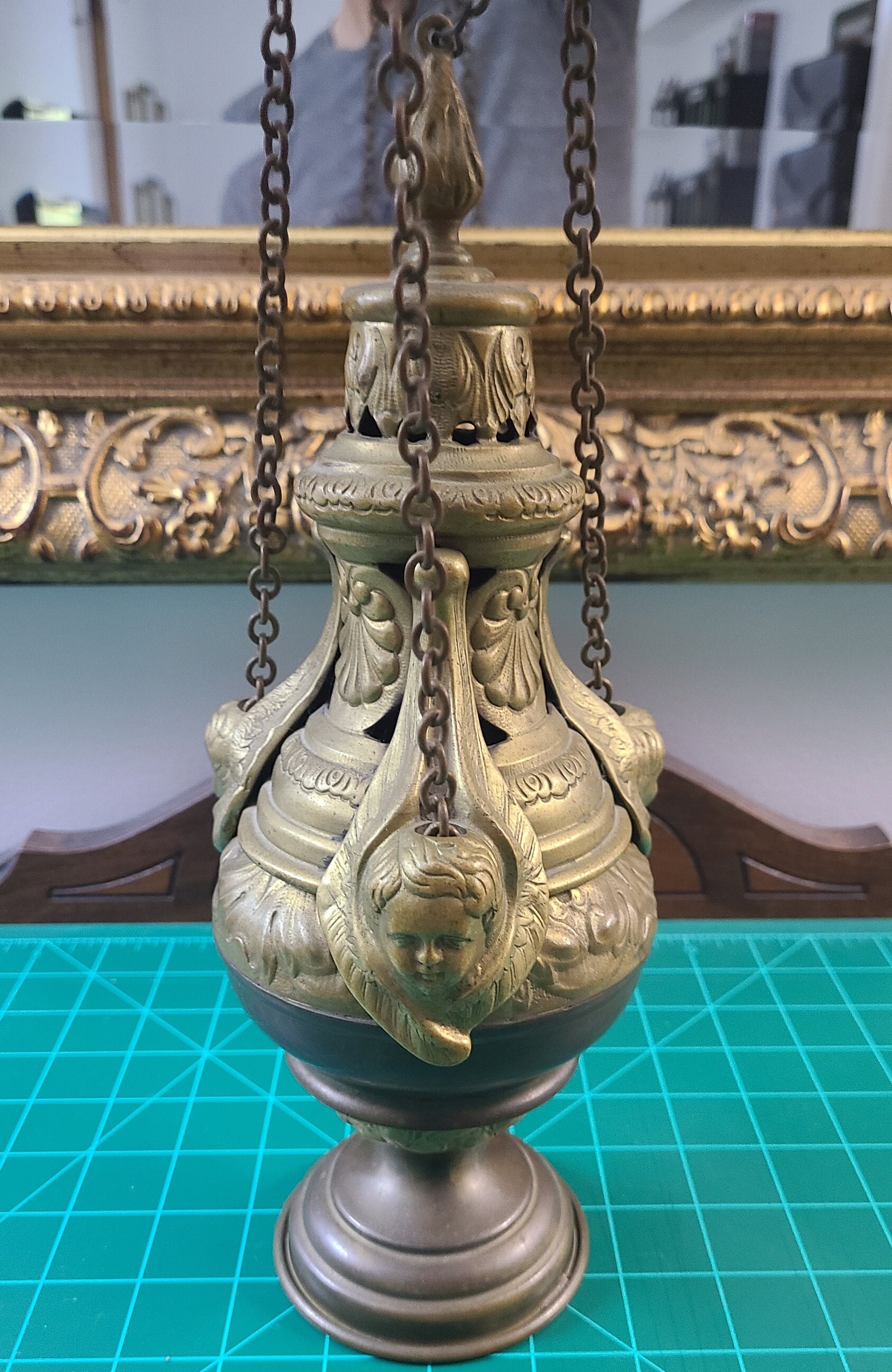 調理器具 Mountain Research / Brass Ornament Catholic Orthodox Church Antique Brass Cherub Hanging Incense