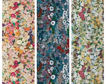 Hollyhocks Flower Printed Luxury Velvet Printed Fabric, Upholstery Home Decor, Chair And Sofa Furnishing Fabric