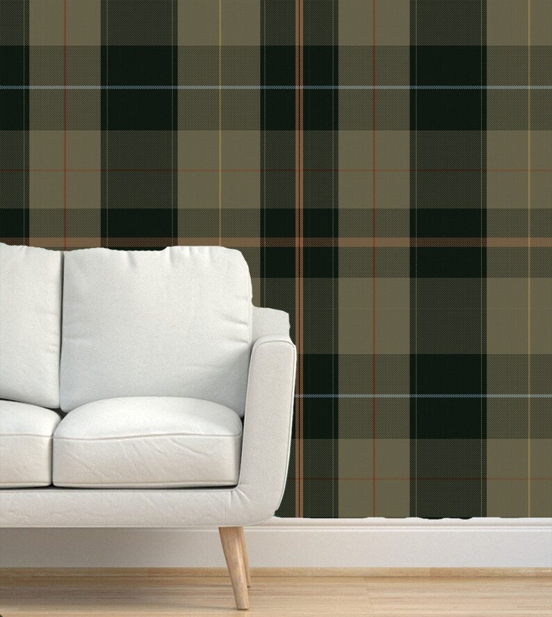 Equestrian Plaid Khaki Printed Wallpaper Peel and Stick - Etsy