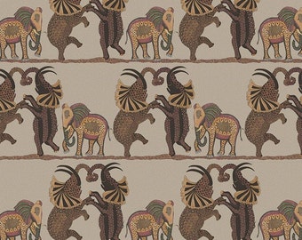 Decorative Elephant Dance Printed Luxury Velvet Fabric Digital Printed Fabric, Upholstery Home Decor, Chair And Sofa Furnishing Fabric