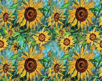 Sunflower Printed Luxury Velvet Fabric Digital Printed Fabric, Upholstery Home Decor, Chair And Sofa Furnishing Fabric