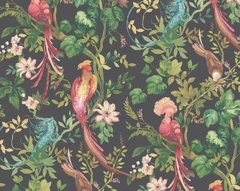 Chinoiserie Bird Printed Luxury Velvet Fabric Digital Printed Fabric, Upholstery Home Decor, Chair And Sofa Furnishing Fabric