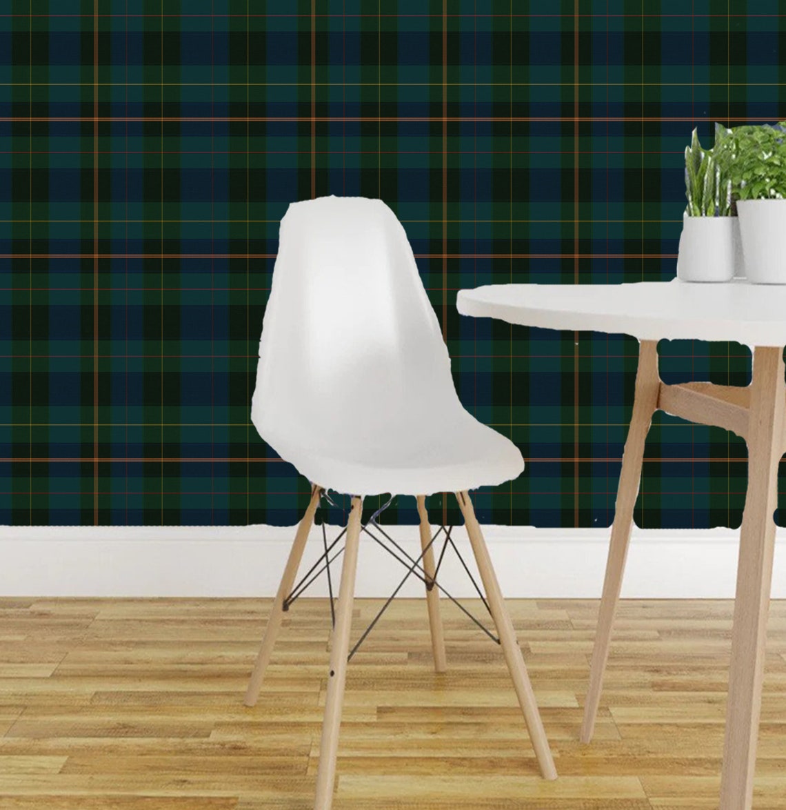 Equestrian Plaid Green Printed Wallpaper Peel and Stick Etsy