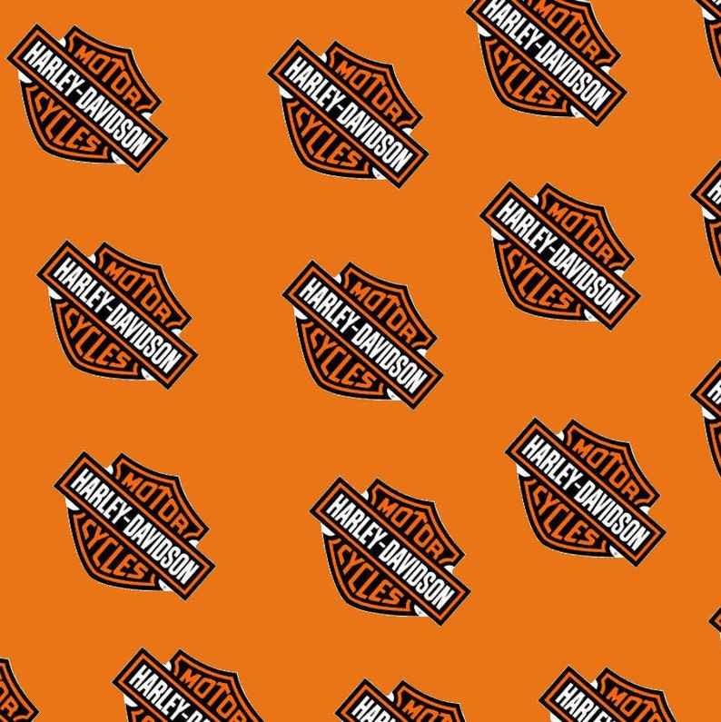 Harley Davidson Orange USA Printed Cotton Fabric by the Yard Etsy
