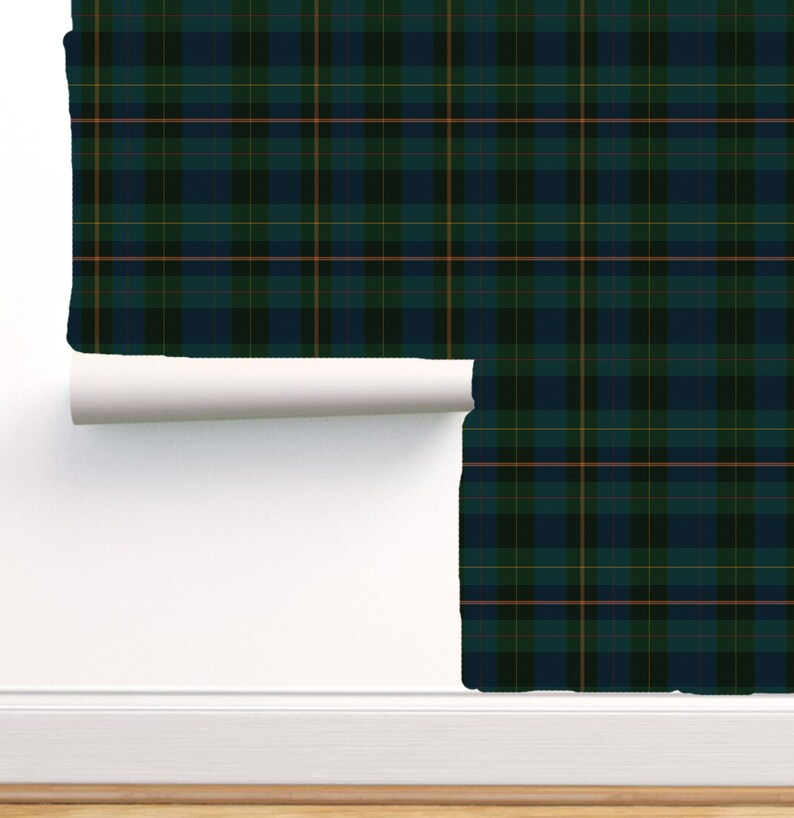 Equestrian Plaid Green Printed Wallpaper Peel and Stick - Etsy