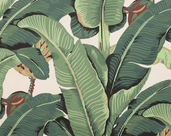 Banana Leaf Fabric - Tropical Leaf Printed Handmade Designer Printed Cotton Fabric By The Yard