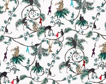 The Drunk Monkeys Printed Luxury Velvet Fabric Digital Printed Fabric, Upholstery Home Decor, Chair And Sofa Furnishing Fabric