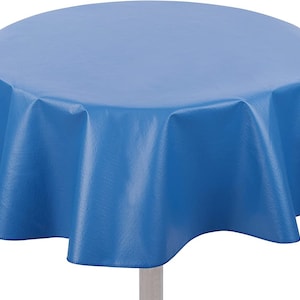 Yourtablecloth Heavy Duty Flannel Backed Round Vinyl Tablecloth – 6 Gauge Thickness, Indoor and Outdoor & Easy to Clean 60” Royal Blue Royal Blue
