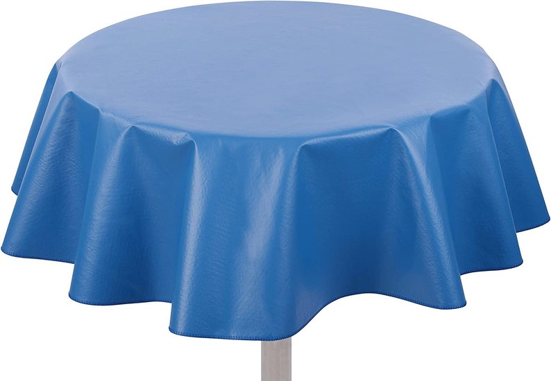 Yourtablecloth Heavy Duty Flannel Backed Round Vinyl Tablecloth – 6 Gauge Thickness, Indoor and Outdoor & Easy to Clean 60” Royal Blue Royal Blue