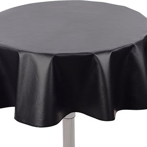 Yourtablecloth Heavy Duty Flannel Backed Round Vinyl Tablecloth – 6 Gauge Thickness, Indoor and Outdoor & Easy to Clean 60” Royal Blue image 1