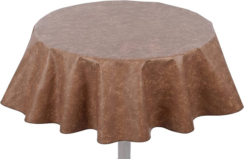 Yourtablecloth Heavy Duty Flannel Backed Round Vinyl Tablecloth – 6 Gauge Thickness, Indoor and Outdoor & Easy to Clean 60” Royal Blue Camel Print