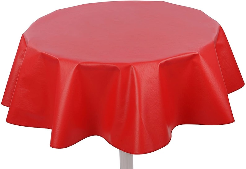 Yourtablecloth Heavy Duty Flannel Backed Round Vinyl Tablecloth – 6 Gauge Thickness, Indoor and Outdoor & Easy to Clean 60” Royal Blue Ruby Red