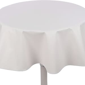 Yourtablecloth Heavy Duty Flannel Backed Round Vinyl Tablecloth – 6 Gauge Thickness, Indoor and Outdoor & Easy to Clean 60” Royal Blue White