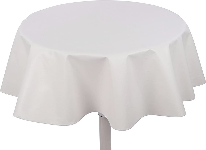 Yourtablecloth Heavy Duty Flannel Backed Round Vinyl Tablecloth – 6 Gauge Thickness, Indoor and Outdoor & Easy to Clean 60” Royal Blue White