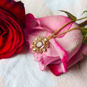 Vintage Style Crystal Necklace | 18 Karat Gold Plated | Cottage Core Romantic Fairy Core