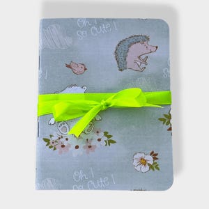 Cute Animal Pocket Notebook – “Oh So Cute” Mini Journal with Neon Ribbon – Hedgehog & Bear Notebook for Kids, Stationery Lover