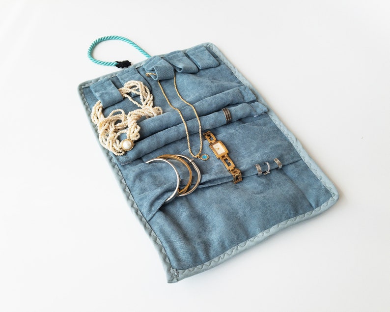 Travel Jewelry Case Roll Necklace Ring Earrings Travel Case Etsy