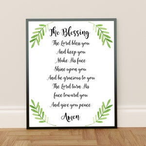 The Blessing Lyrics Printable Wall Art, Numbers 6:24 -26, Elevation Worship Kari Jobe, Bible Verse Art, Christian Worship Lyrics, Home Decor