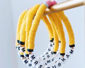 Custom Clay Pencil Bracelet | Teacher Gift