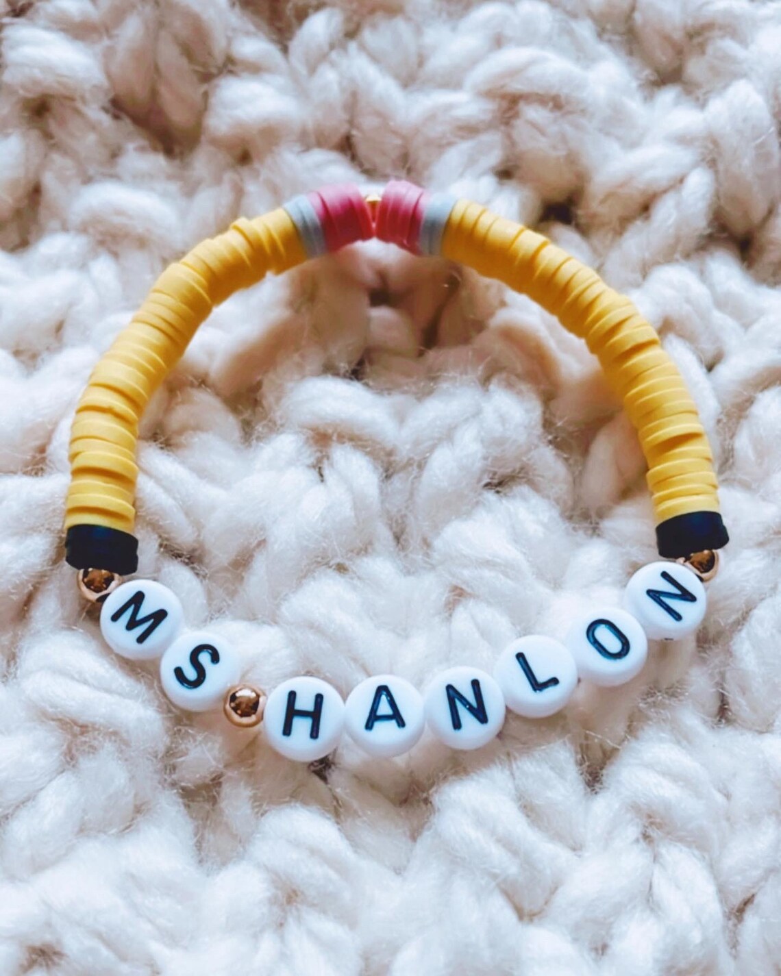 Custom Clay Pencil Bracelet Teacher Gift Etsy