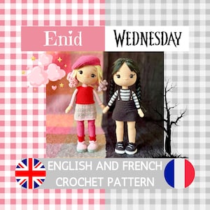 Crochet Pattern for Enid and Wednesday (English and French PDF)