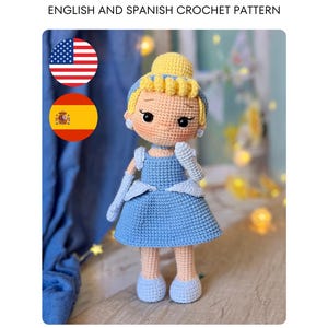 Amigurumi Crochet Pattern: Princess Cinderella Doll | English and Spanish PDF
