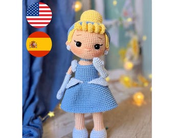 Amigurumi Crochet Pattern: Princess Cinderella Doll | English and Spanish PDF