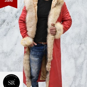 Santa Claus Leather Trench Coat 