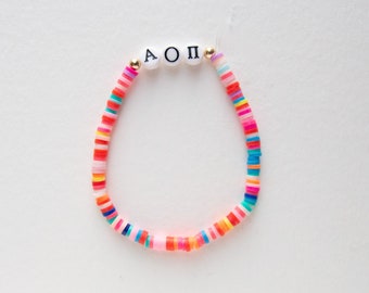 Alpha Omicron Pi Sorority Bracelet, AOPI, Greek Letters, Trendy Color Bracelet