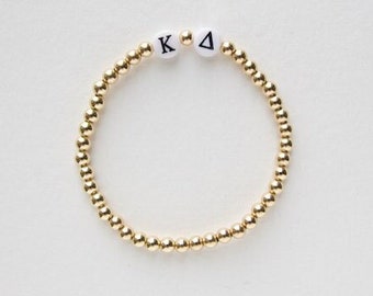 Kappa Delta Gold Filled Sorority Bracelet, KD Bracelet, Custom Greek Bracelet, Back to School, water resistant, kay dee