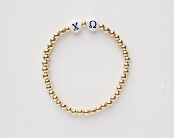 Chi Omega Sorority Bracelet: 14K Goldfilled Bead, Sorority Recruitment, Chi O Merch Jewelry Gift