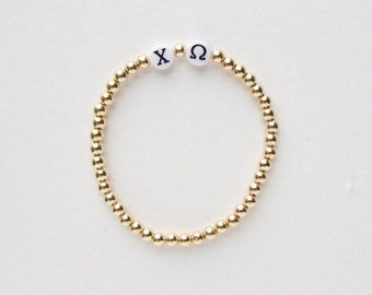 Chi Omega Sorority Bracelet, 14K Goldfilled Bead, Sorority Recruitment, Graduation Gifts College, Sorority Gift Jewelry