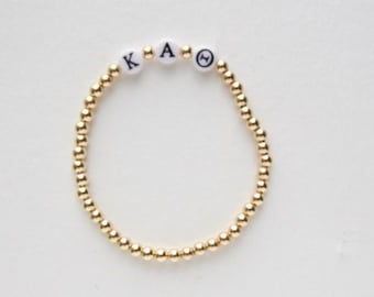 Kappa Alpha Theta Sorority Bracelet 14K Goldfilled Beaded Bracelet, Big Little Reveal College Gifts, Water Resistant