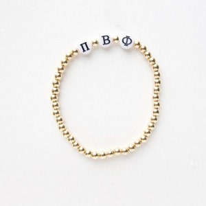 Pi Beta Phi Gold Filled Bracelet *READY TO SHIP 14K Goldfilled Beaded Bracelet, Water Resistant, Sorority Pi Phi Greek Gifts graduation gift
