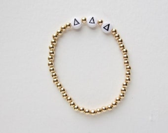 Delta Delta Delta 14k Gold Fill Beaded Sorority Bracelet, Tri Delta merch, Big Little Basket, Water/sweat resistant