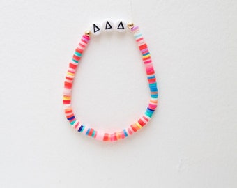 Tri Delta, Delta Delta Delta Sorority Bracelet, Tri Delta Bracelet, Sorority Rush, Multicolor Beads