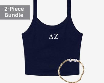 Delta Zeta Gift Set: Tank Top + Letter Bracelet, New Member Gift