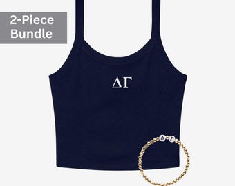 Delta Gamma Gift Set: Tank Top + Letter Bracelet, New Member Gift