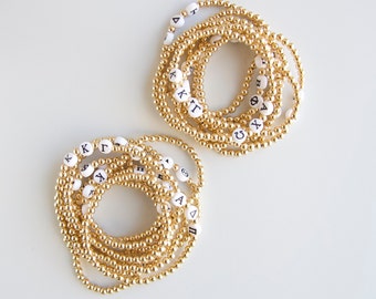 Sorority Gift Jewelry: *READY TO SHIP 14K Gold-filled Bracelet Personalized Greek Letters, Bid Day Sisterhood water resistant, TrendingAbove
